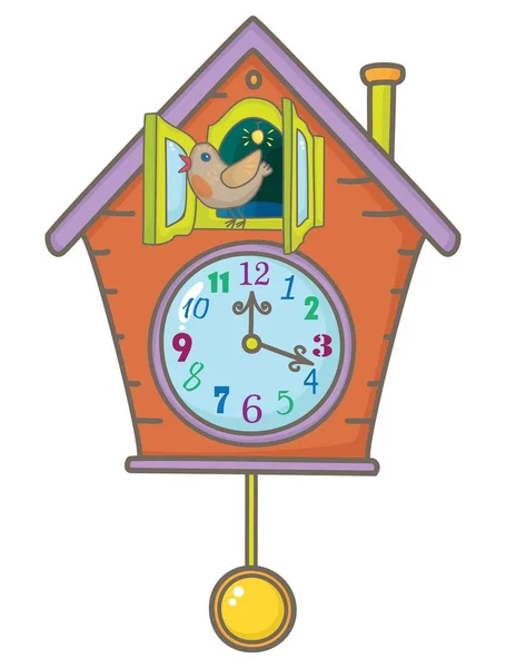 Reloj de cuco con pájaro — Vector de stock