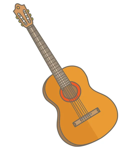 Guitarra acústica de seis cordas — Vetor de Stock