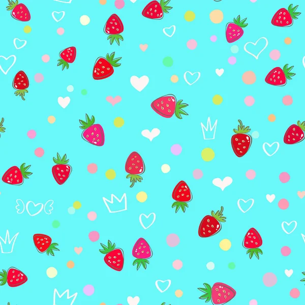 Φράουλες και καρδιές χωρίς ραφή πρότυπο — Διανυσματικό Αρχείο
