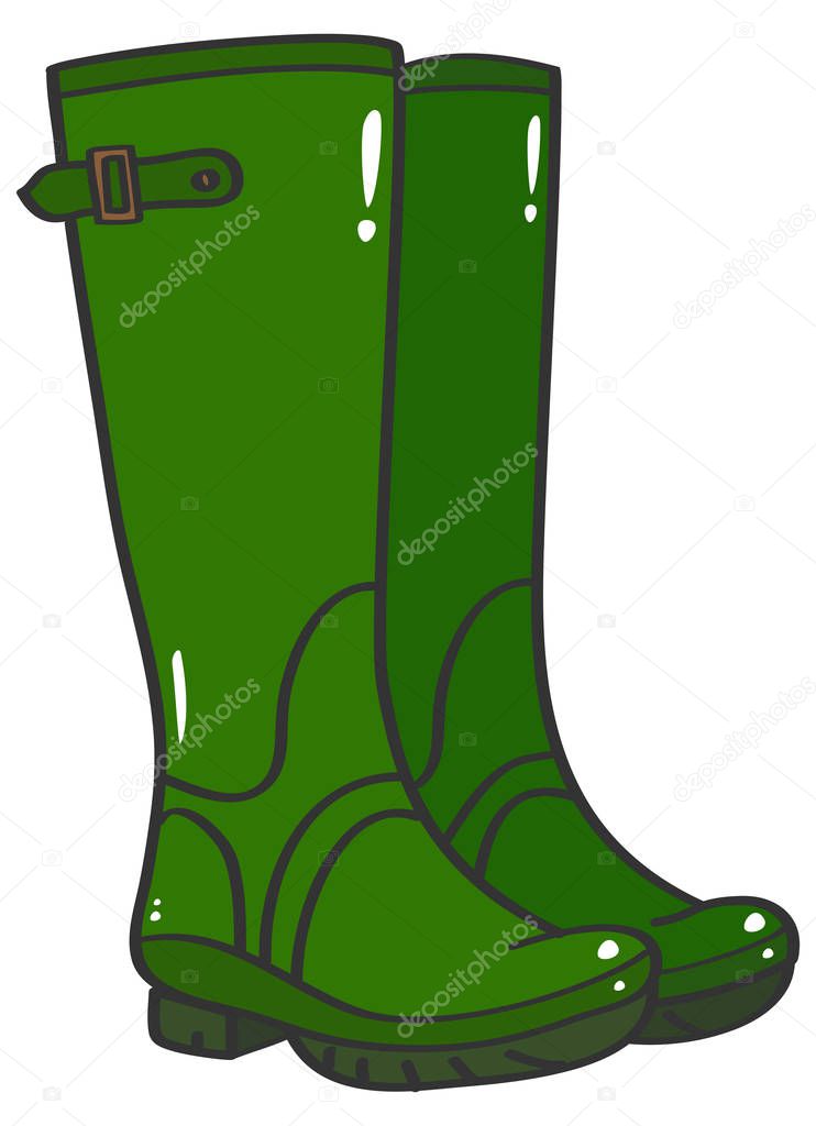 Green wellington boots