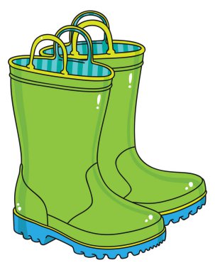 Green kids rain boots clipart