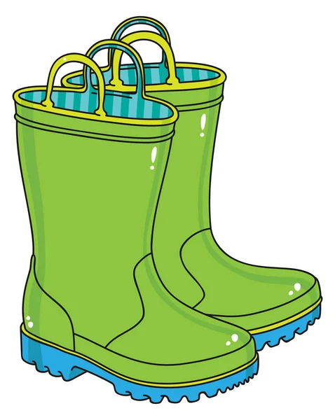 Green kids rain boots — Stock Vector