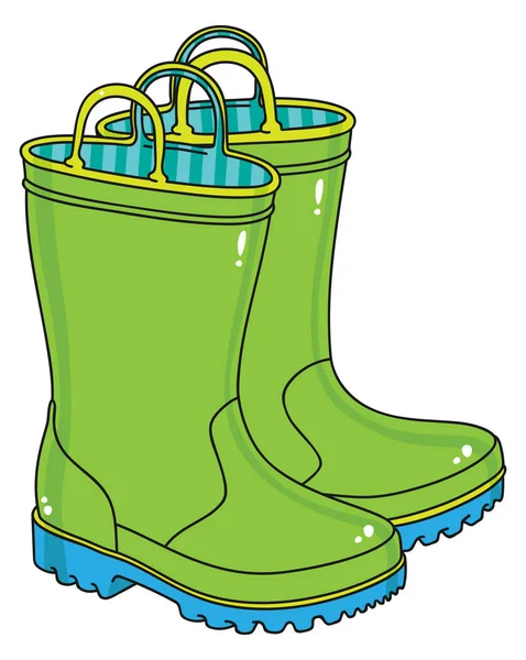 Grüne Kinder Regenstiefel — Stockvektor