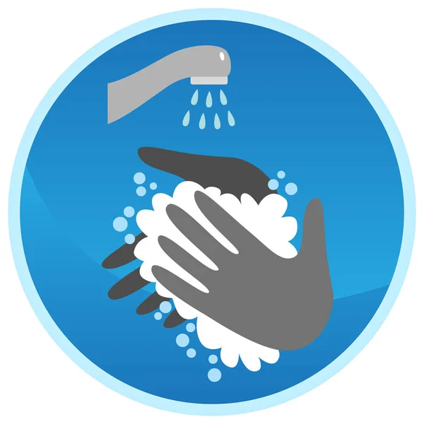 Vector Sign Handwashing Handwashing Tap Water Blue Circle — Stock Vector