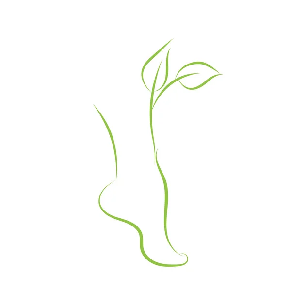 Gezonde Vrouwelijke Voeten Spa Symbool Been Silhouet Groene Spruit Groene — Stockvector