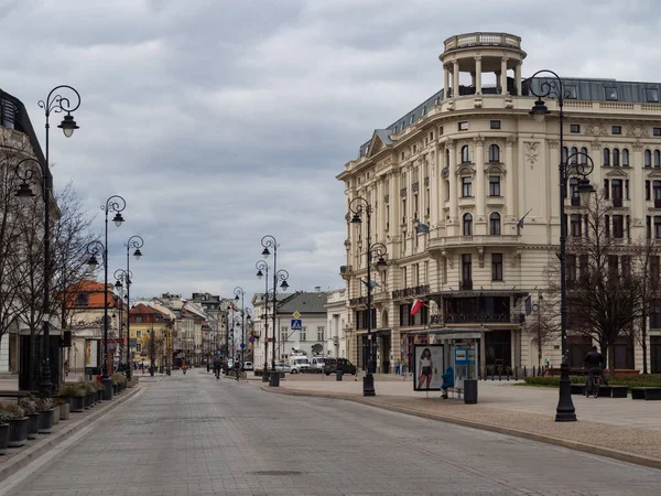 Warszawa Polen 2020 Kapitalgator Coronaviruspandemin Vanligtvis Mycket Trångt Med Människor — Stockfoto