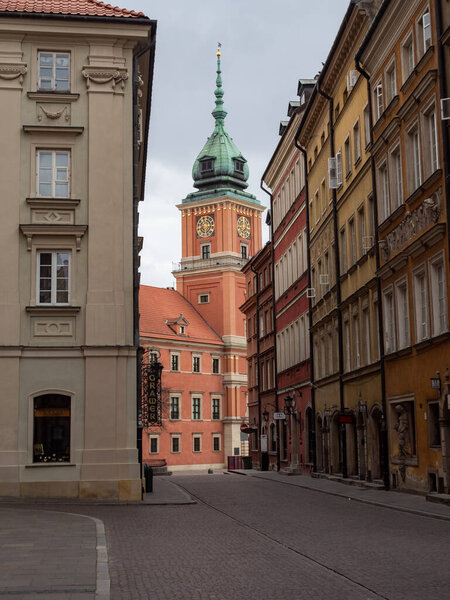 Warsaw/Poland - 21/03/2020 - Streets of capital during coronavirus pandemic, usually very crowded with people or cars, now almost empty. Old Town