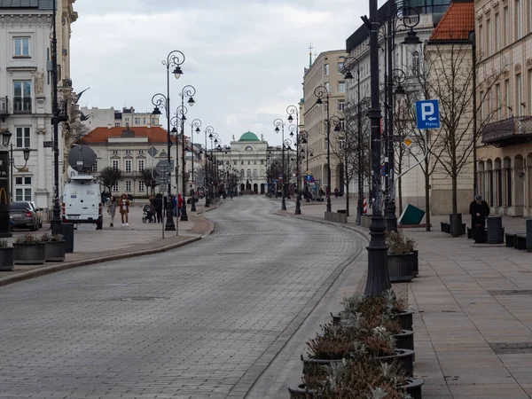 Die Straßen Der Hauptstadt Während Der Coronavirus Pandemie Normalerweise Sehr — Stockfoto