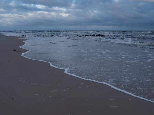 Після Сходу Сонця Естуарії Річки Пясніца Польща Пляж Дебкі Залишки — стокове фото