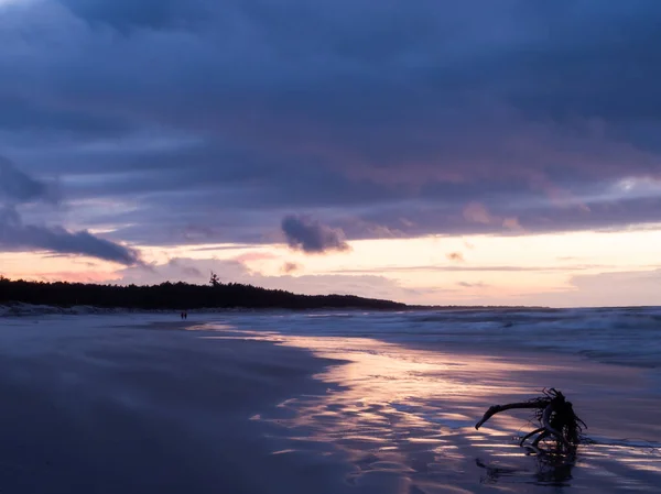 Sonnenuntergang Strand Tolle Meereslandschaft Leba Ostseepolen — Stockfoto