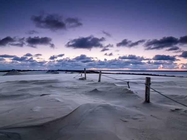 Схід Сонця Рухливих Дюнах Вітряний Ранок Дебкі Балтійське Море Польща — стокове фото