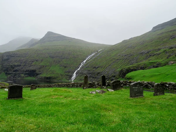 Isole Faroe Streymoy Saksun Vecchio Cimitero Accanto Alla Chiesa — Foto Stock