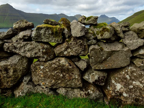 Faroe Islands Kunoy Old Stone Wall — Stock Photo, Image