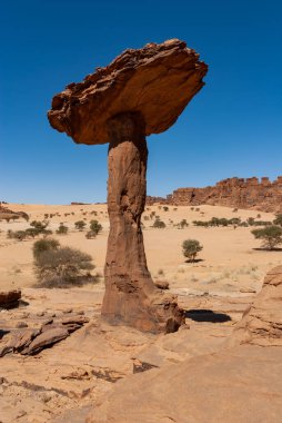 Çad, Afrika 'daki Ennedi Çölü' nde mantar şeklinde kum taşı kuleleri