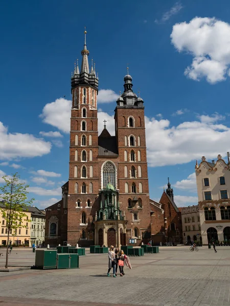 Krakov Polsko 2020 Téměř Prázdné Hlavní Náměstí Krakově Během Pandemie — Stock fotografie