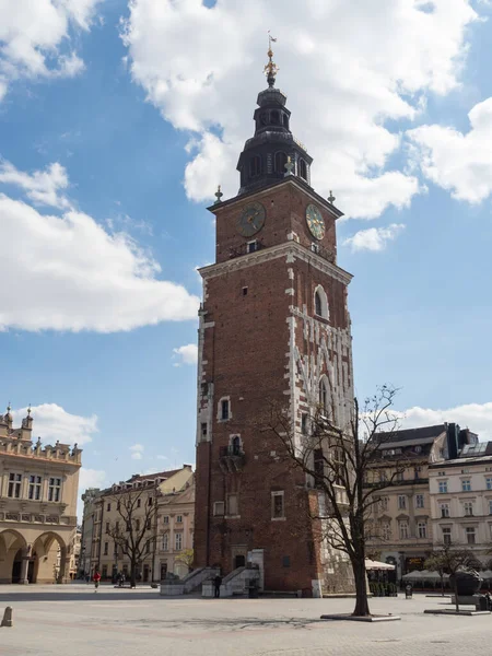 Krakau Polen 2020 Bijna Leeg Main Square Krakau Tijdens Coronavirus — Stockfoto