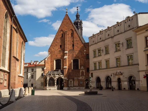 Cracow Poland 2020 Mariacki Square Small Square Featuring Mary Barbara — Stock Photo, Image