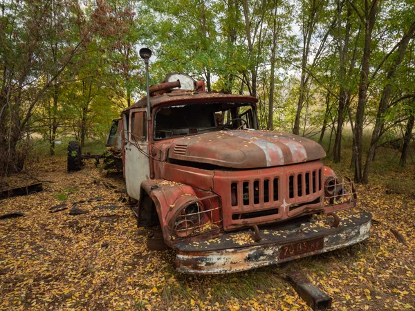 Осколок Пожарной Машины Уехал После Чернобыльской Катастрофы Зона Отчуждения Чернобыля — стоковое фото