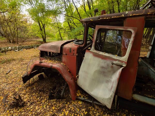 Scrap Fire Truck Left Chernobyl Disaster Chernobyl Exclusion Zone Ukraine — Stock Photo, Image