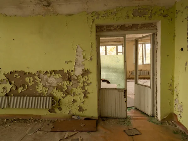 Elhagyott Belső Ház Romokban Építkezés Építészet Csernobili Kizárási Zóna Ukrajna — Stock Fotó