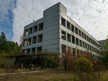 Abandoned industrial building in Chernobyl Exclusion Zone. Ukraine clipart