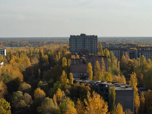 View Roof Ghost Town Pripyat Post Apocalyptic City Autumn Season — Stock Photo, Image