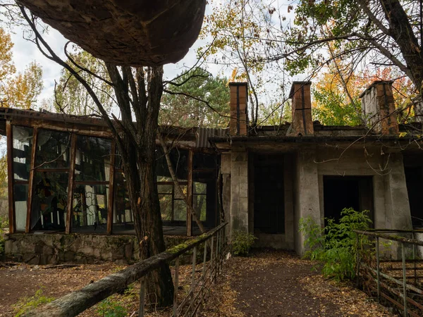 Entrée Café Dans Ville Fantôme Abandonnée Pripyat Ville Post Apocalyptique — Photo