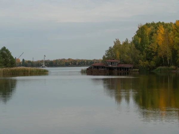 Baie Abandonnée Sur Lac Pripyat Dans Zone Exclusion Tchernobyl Ukraine — Photo