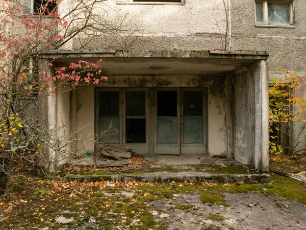 Zona Residenziale Abbandonata Edificio Strade Vicoli Precedenti Sono Presi Alberi — Foto Stock