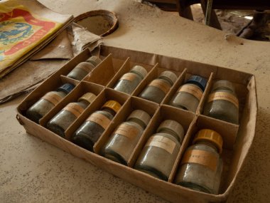 Pripyat 'taki terk edilmiş okulda sınıf. Çernobil Yasak Bölge. Ukrayna