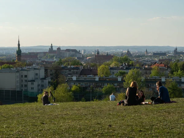 Krakau Polen 2020 Blick Über Die Krakauer Altstadt Vom Krakus — Stockfoto