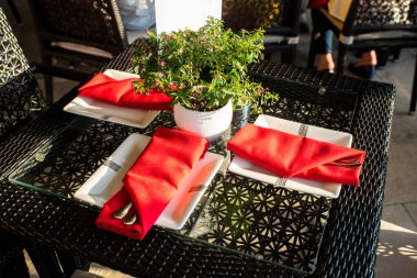 Redtaurant 'ta bitkiyle servis edilen masa.