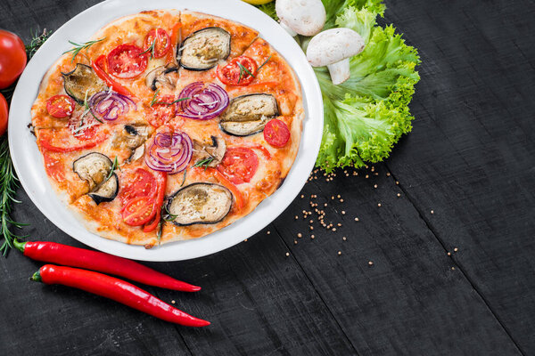 Vegetarian pizza from vegetables