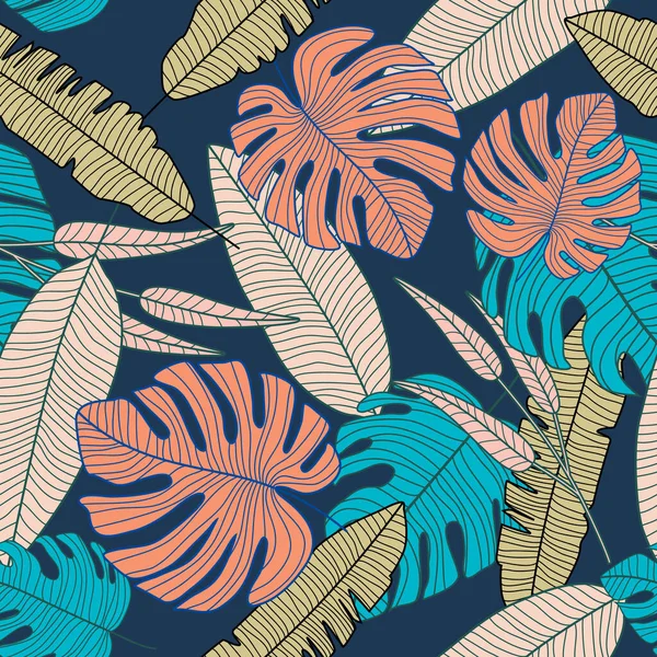 Modèle tropical abstrait, motif sans couture de feuille botanique . — Image vectorielle