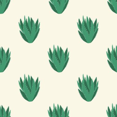Geometrik aloe kaktüs dikişsiz desen. Kaktüs karalama vektör çizimi.
