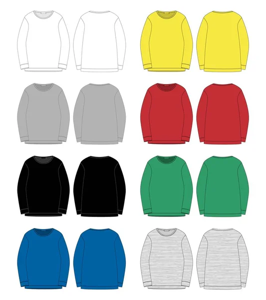 Teknisk skiss för män tröja. Fram- och baksida. — Stock vektor