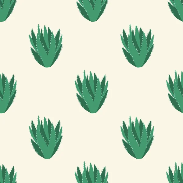 Geometrischer Aloe-Kaktus nahtloses Muster. Kakteen Doodle Vektor Illustration. — Stockvektor