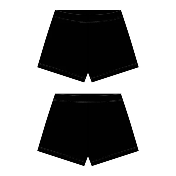 Τεχνικό σκίτσο unisex σορτς σε μαύρο χρώμα. Παντελόνι σορτς. — Διανυσματικό Αρχείο