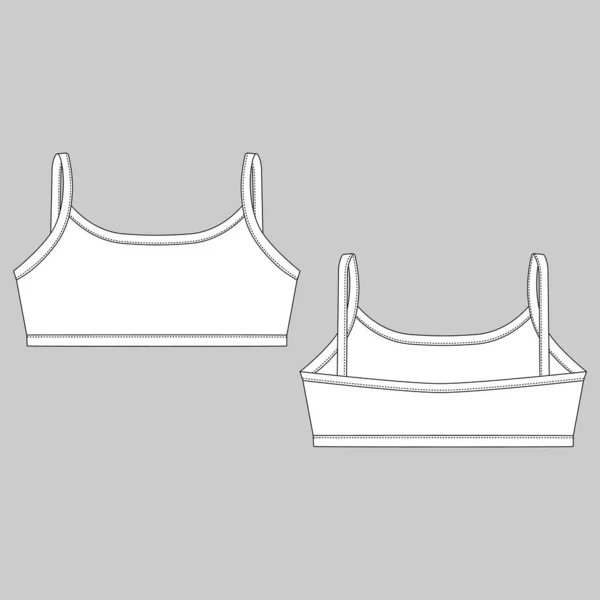 Esquisse technique soutien-gorge de sport fille isolé sur fond gris . — Image vectorielle