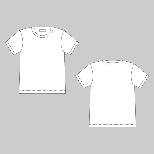 Esquisse technique t-shirt femme isolé sur fond gris . — Image vectorielle