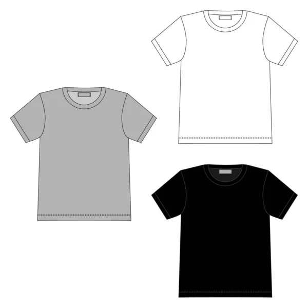 Conjunto de esboço técnico camiseta feminina isolada sobre fundo branco . —  Vetores de Stock