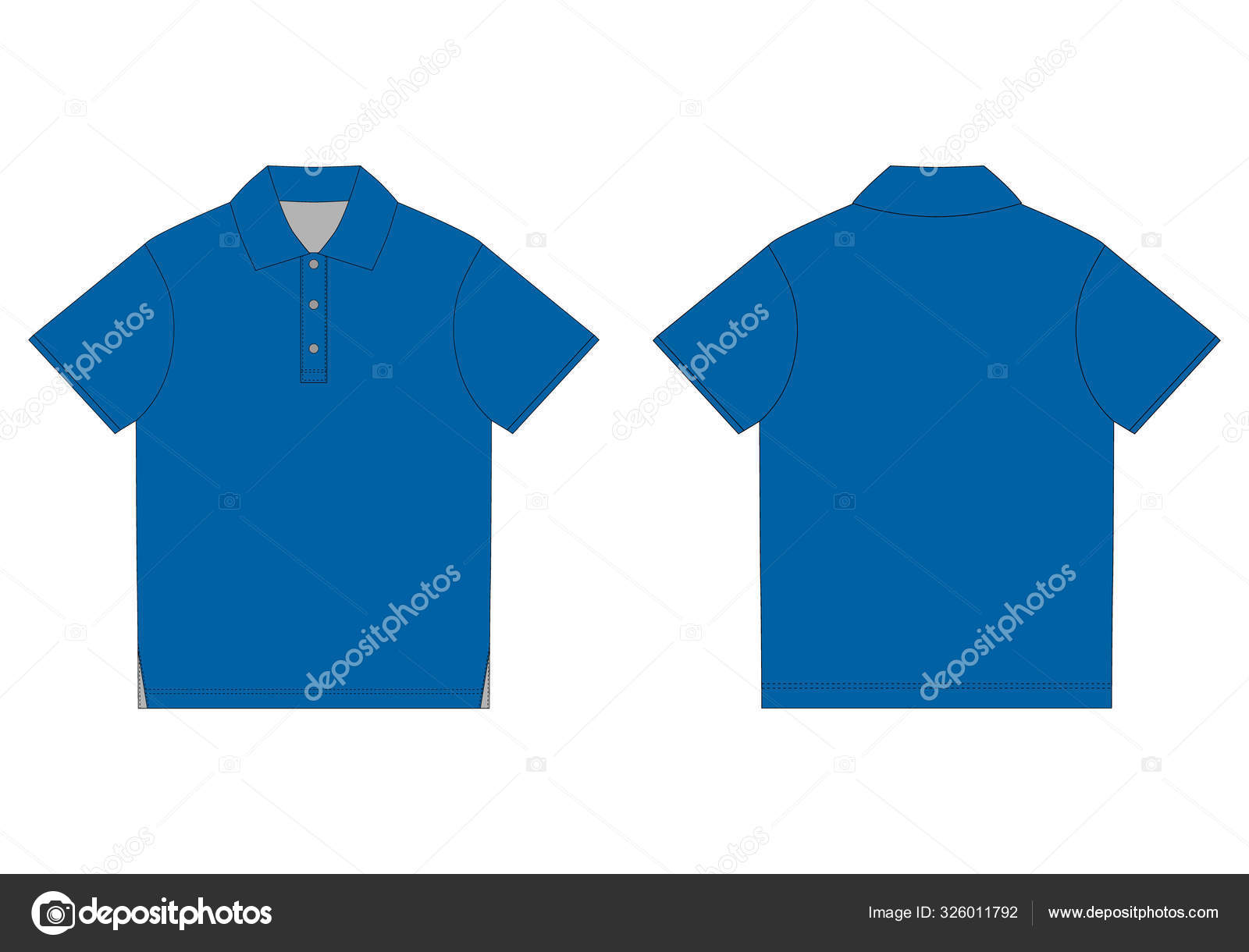 Download Polo T Shirt Design Template In Blue Colors Front And Back Technical Sketch Vector Image By C Yellowsdesign Vector Stock 326011792