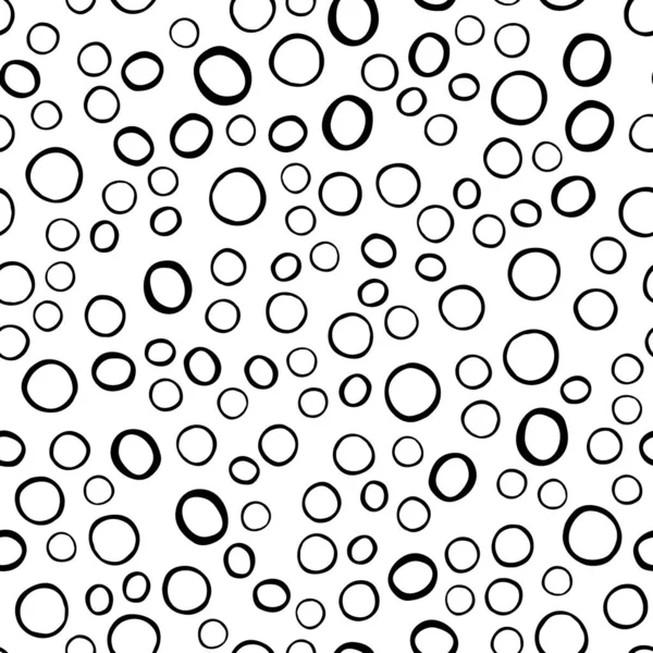 Abstract monochrome seamless pattern with circle round shapes elements — Stock Vector