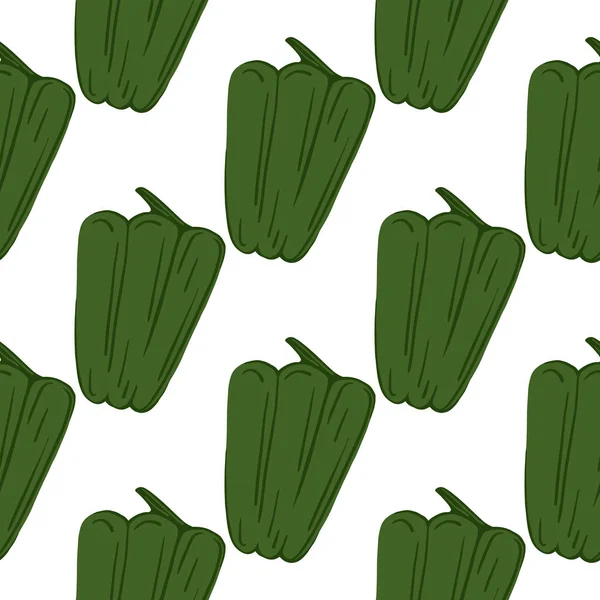 Geometrik yeşil dolmalık bibersiz desen. Biber el çizimi duvar kağıdı.