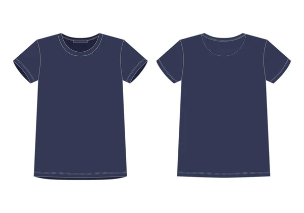 Schizzo tecnico donna t shirt nei colori blu. Unisex intimo modello di design superiore . — Vettoriale Stock