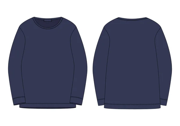 Teknisk skiss tröja isolerad i blå färger. Vektor mockup mall hoppare. — Stock vektor