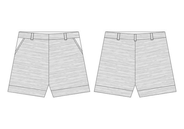 Технічні класичні шорти штани в меланжевій тканині . — стоковий вектор