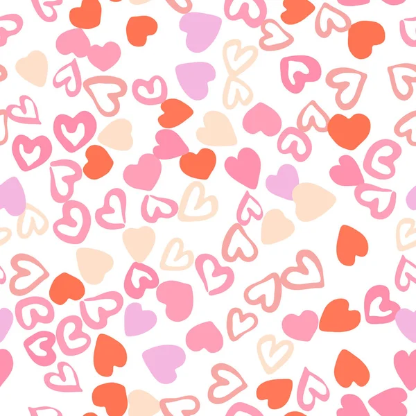Moderne harten naadloos patroon. 14 februari behang. Valentijnsdag achtergrond. — Stockvector