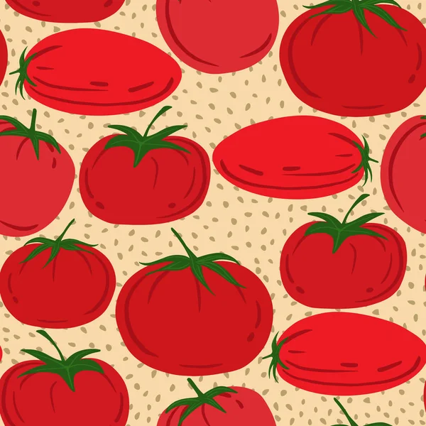 Beyaz arkaplanda kırmızı domatesli pürüzsüz desen. — Stok Vektör