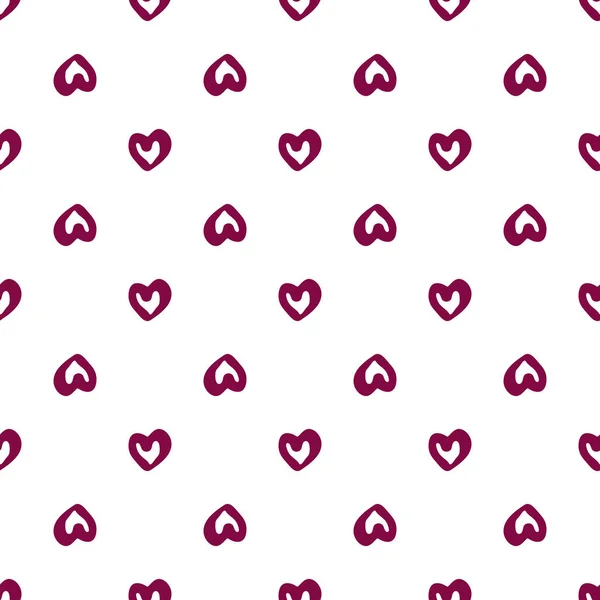 Einfache geometrische Herzen nahtloses Muster auf weißem Hintergrund. — Stockvektor